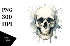 Simple Washed Watercolor Skull PNG Product Image 1