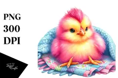 Cute Pink-ish Chicken on Blanket PNG Product Image 1