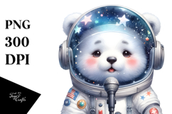Cute Baby Polar Bear Astronaut PNG Product Image 1