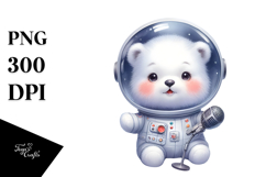Cute Baby Polar Bear with Astronaut Helmet PNG Product Image 1