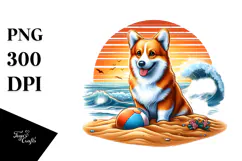 Colorful Pembroke Welsh Corgi Sitting Clipart Product Image 1
