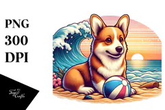 Colorful Pembroke Welsh Corgi Sitting Clipart Product Image 1