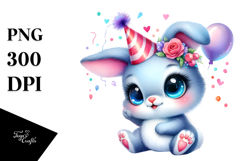 Crazy Cute Bunny with Party Hat PNG Product Image 1