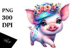 Cute Baby Pig Running with Cool Haircut PNG Product Image 1