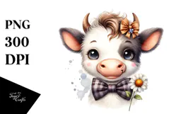 Funny Cow with Bow and Tie PNG Product Image 1