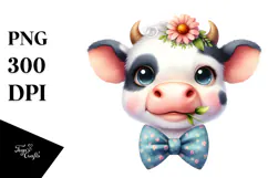 Funny Cow with Bow and Tie PNG Product Image 1