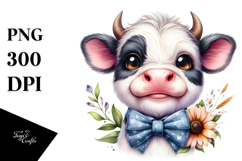 Funny Cow with Bow and Tie PNG Product Image 1