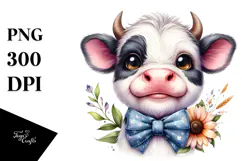 Funny Cow with Bow and Tie PNG Product Image 1