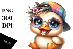 Energetic Baby Duck with Hats PNG Product Image 1