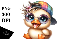 Cute Baby Duck with Cool Haircut PNG Product Image 1