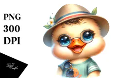 Energetic Baby Duck with Hats PNG Product Image 1