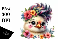 cute Baby Macaw with Floral Wreath PNG Product Image 3