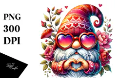 Colorful Valentines Gnome, Transparent PNG Product Image 1