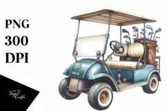 Vintage Golf Cart with Huge Flowers, PNG Product Image 3