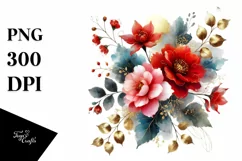 Colorful Abstract with Red Flowers, Transparent PNG Product Image 1