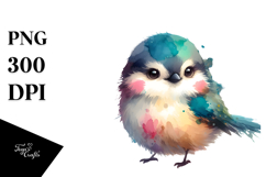 Splashing Bird Watercolor Painting PNG Product Image 1