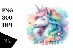 Colorful Baby Unicorn PNG Product Image 1