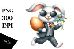Smiling Bunny with Suit PNG Product Image 1