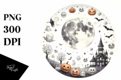 Watercolor Simple Halloween Scene | Sublimation | PNG Product Image 1