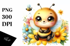 Colorful Baby Bee Sitting Clipart Product Image 1