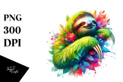 Abstract Vibrant Watercolor Sloth, 20 oz Tumbler Product Image 1