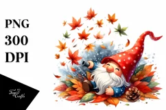 Colorful Whimsical Gnome Tumbling in Autumn Product Image 3