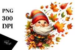 Colorful Whimsical Gnome Tumbling in Autumn Product Image 1