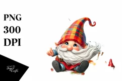 Colorful Whimsical Gnome Tumbling in Autumn Product Image 1