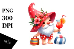 Whimsical Gnome in Beachwear, Transparent PNG Product Image 1