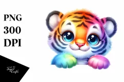 Cute Baby Tiger Watercolor Sticker Product Image 3