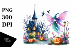 Vibrant Fairy Halloween Scenery Clipart Product Image 3