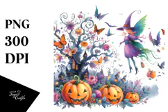 Fairy Halloween Watercolor Clipart Product Image 1