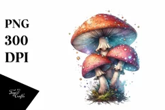 Magical Mushroom Watercolor Splash PNG Product Image 3