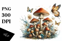 Magical Mushroom Watercolor Splash PNG Product Image 1