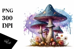 Magical Mushroom Watercolor Splash PNG Product Image 1