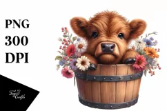 Cute Baby Highland Cow PNG Product Image 1