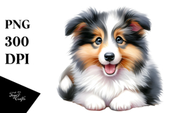 Baby Collie Watercolor Cute PNG Product Image 1