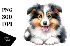 Baby Collie Watercolor Cute PNG Product Image 1