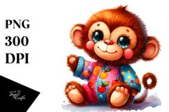 Colorful Plush Monkey Watercolor Sticker Product Image 3