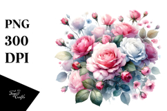 Colorful Pink Roses Watercolor Product Image 1