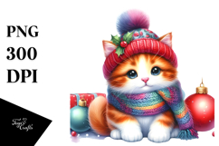Christmas Cat with Decorations PNG Product Image 1