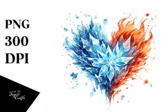 Heart made of Fire and Ice, PNG Product Image 1