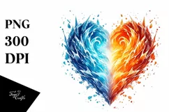 Heart made of Fire and Ice, PNG Product Image 1