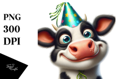 Goofy Holstein Cow with Party Hat Vector Art Product Image 1