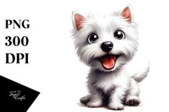 Cute Crazy West Highland White Terrier Sitting Watercolor Product Image 1