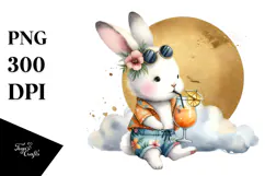 Cute Rabbit in Hipster Beachwear, Transparent PNG Product Image 1