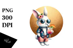 Hipster Rabbit in Beachwear PNG Product Image 1