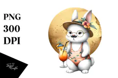 Cute Rabbit in Hipster Beachwear, Transparent PNG Product Image 1