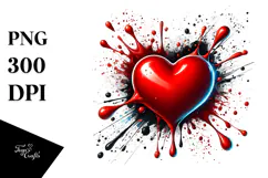 Glossy Red Heart Painting, Bright PNG Product Image 1