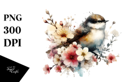 Digital Painting Bird with Spring Flowers Product Image 1
